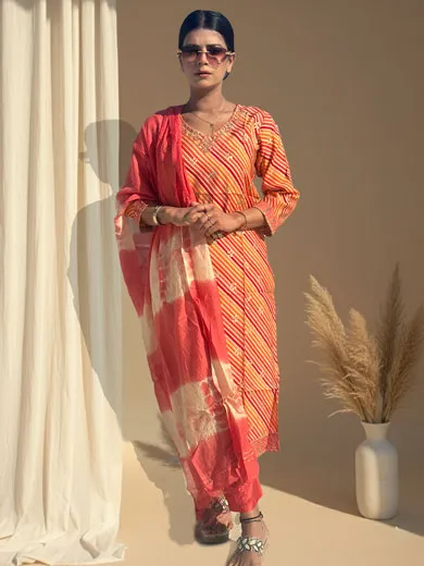 Orange muslin cotton suit