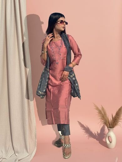 Pink muislin cotton suit