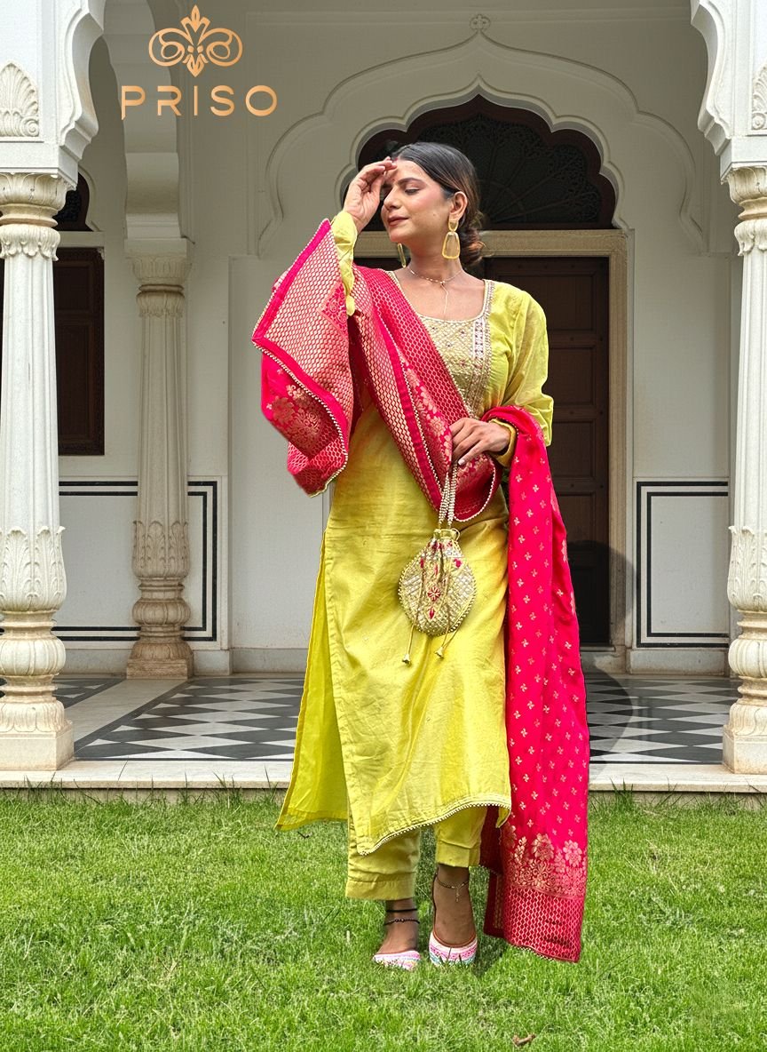 Golden georgette suit