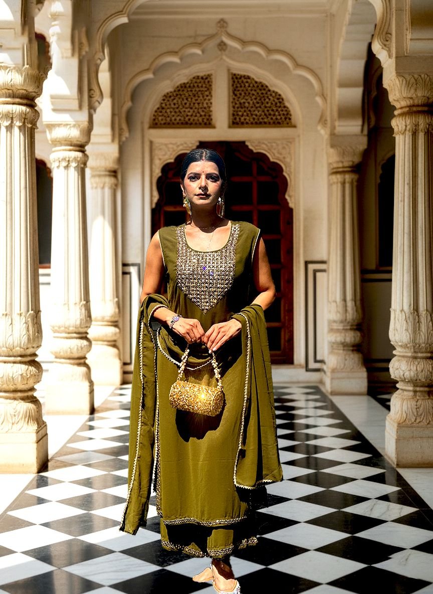 Mehndi georgette suit