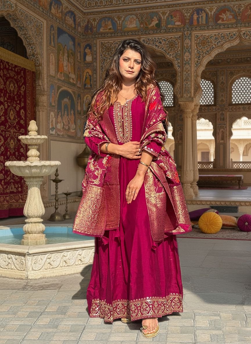Pink Fushsia Anarkali Suit