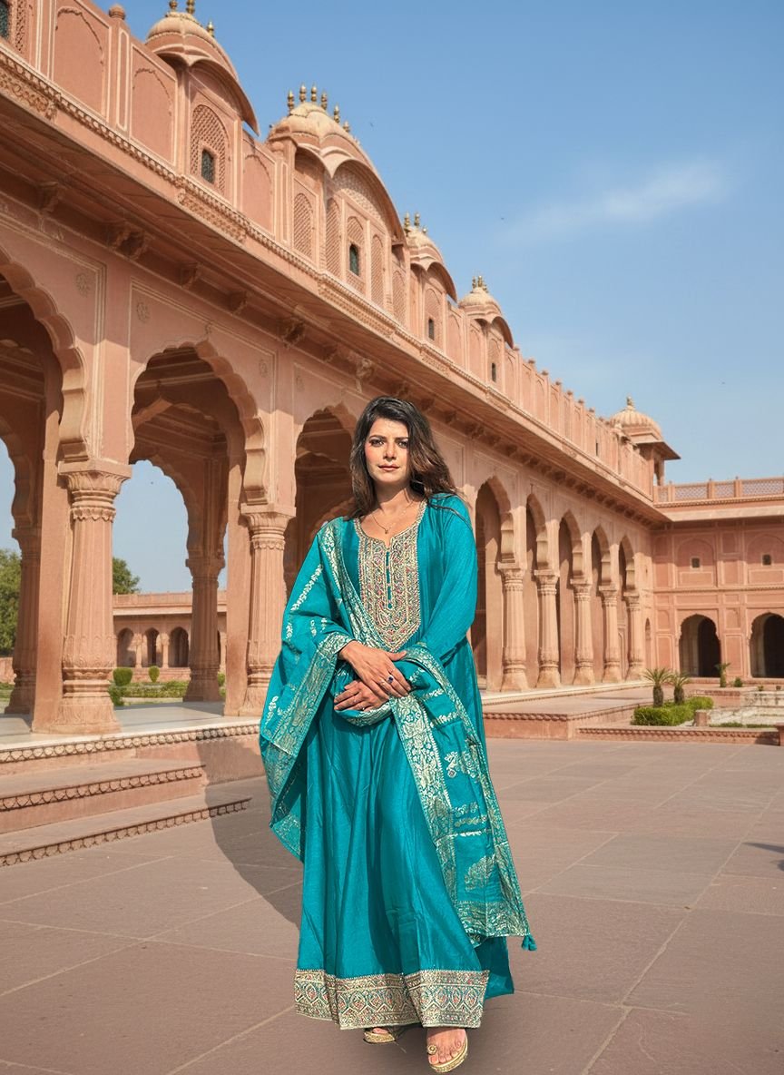 Vibrant Turquoise Anarkali Suit