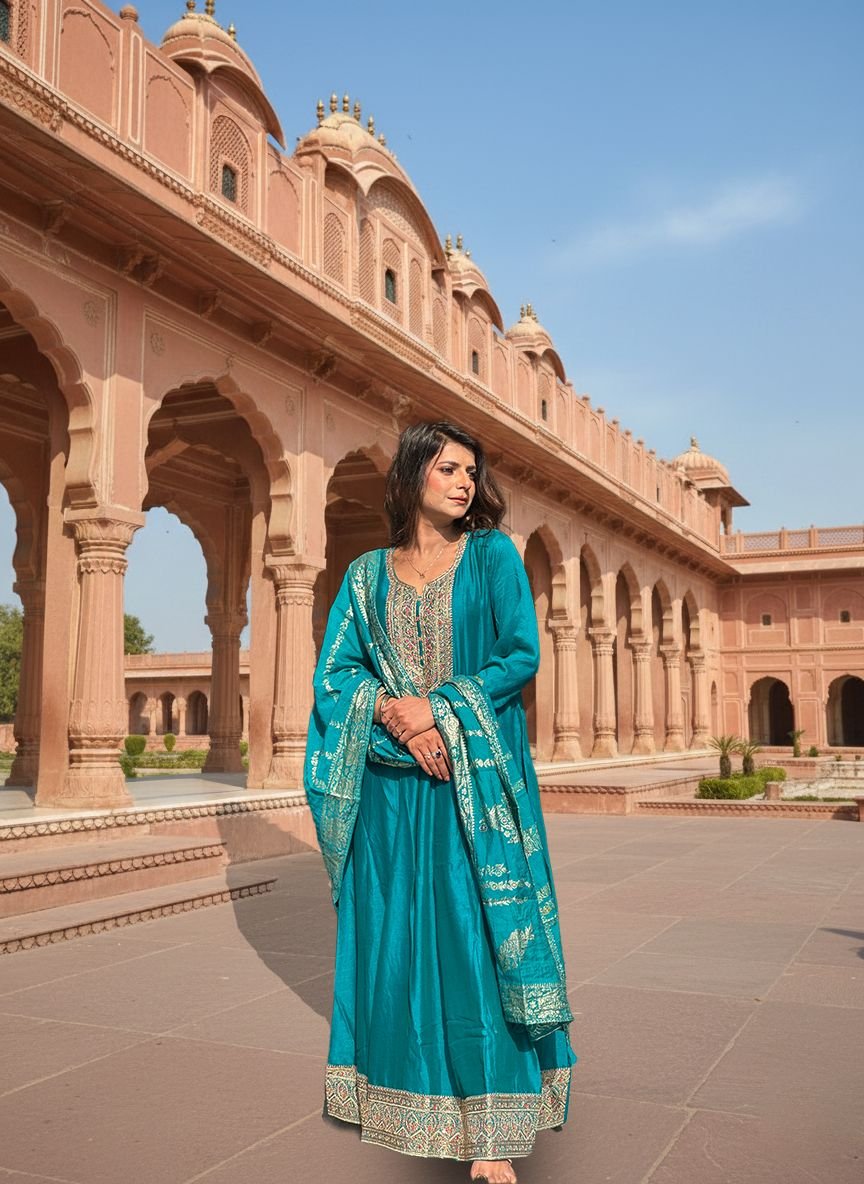 Vibrant Turquoise Anarkali Suit
