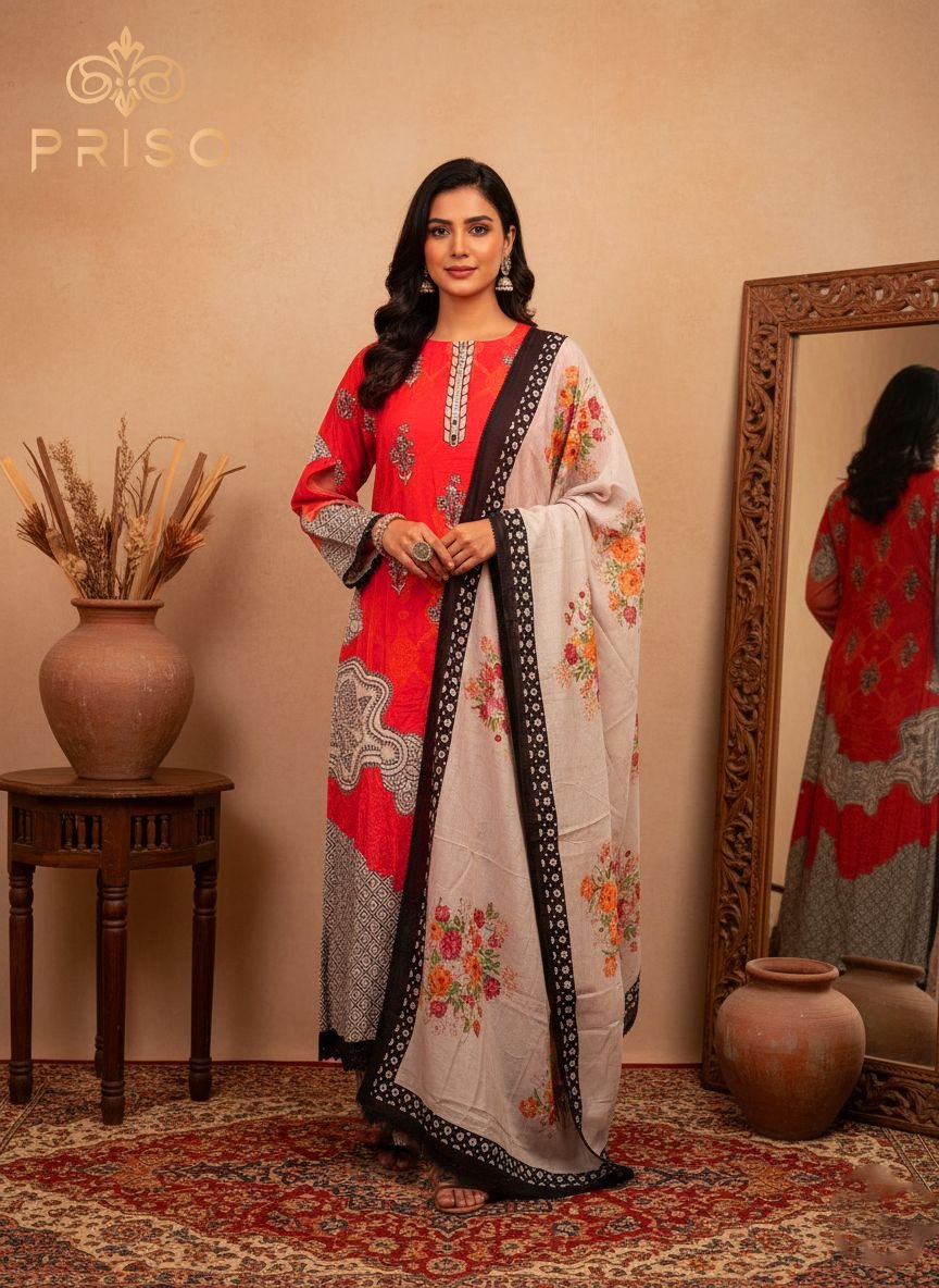 Pakistani Unstitched Lawn Suit - Premium Collection