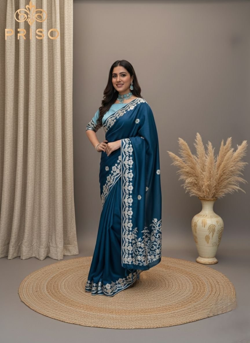 Elegant Designer Blue Saree